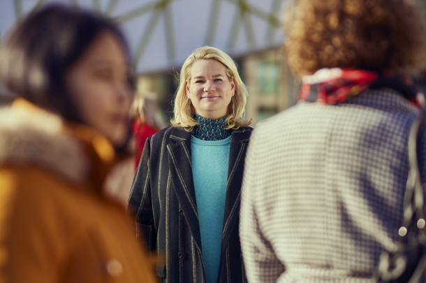 Geertje, consultant care, looks into the camera